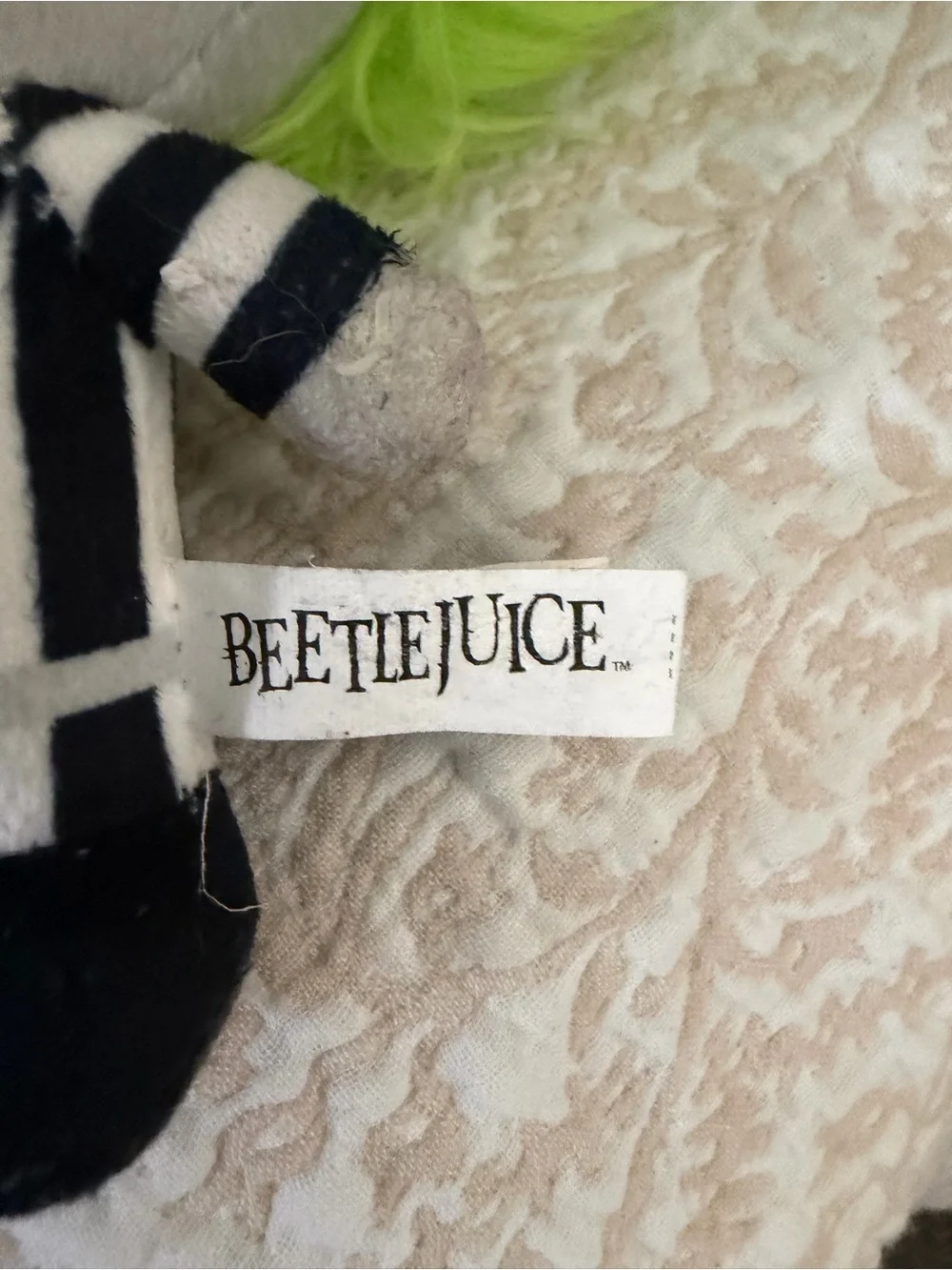 Universal Beetlejuice Plush - Neon Green Hair, Black & White Striped Suit